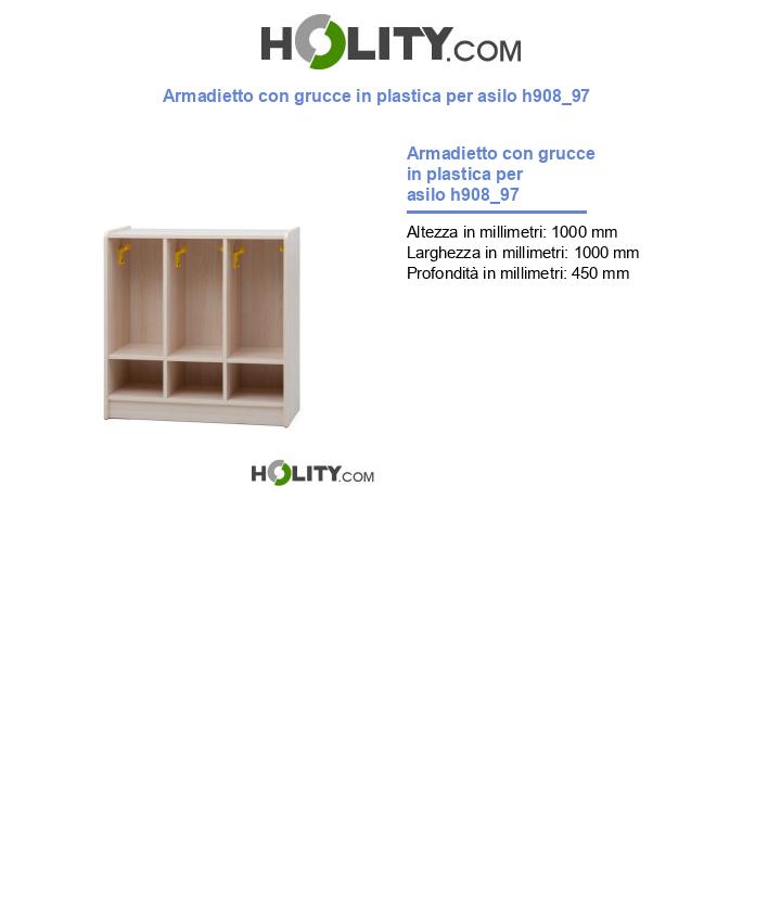 Armadietto con grucce in plastica per asilo h908_97