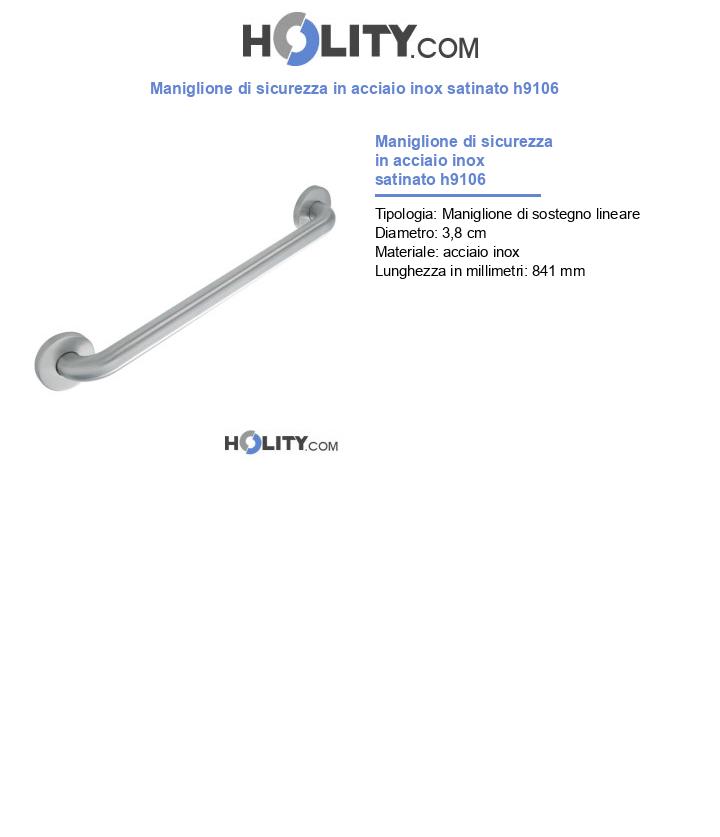 Maniglione di sicurezza in acciaio inox satinato h9106