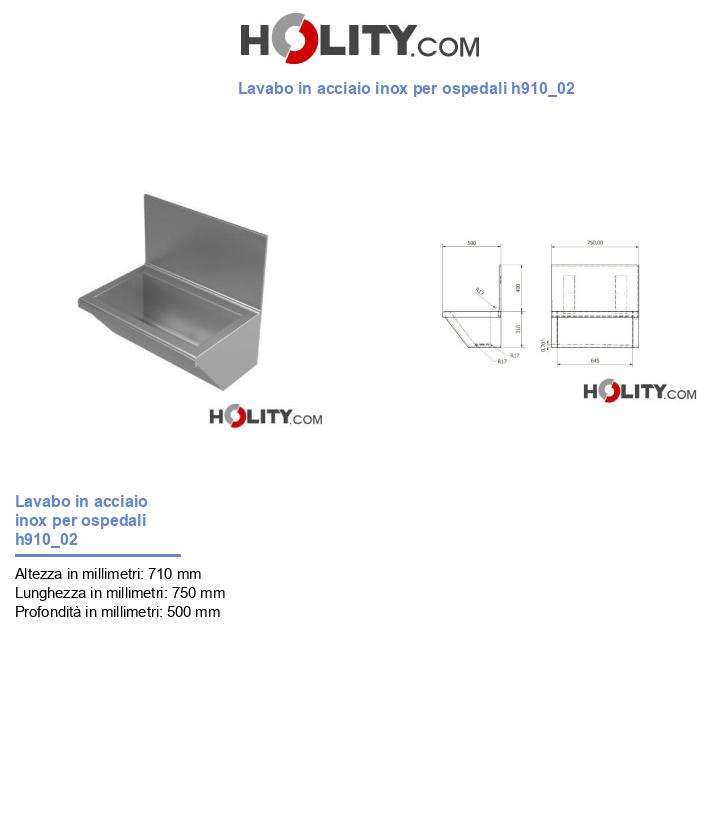Lavabo in acciaio inox per ospedali h910_02