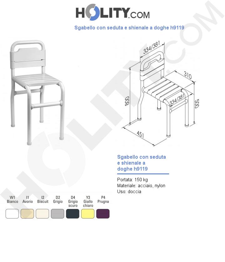 Sgabello con seduta e shienale a doghe h9119