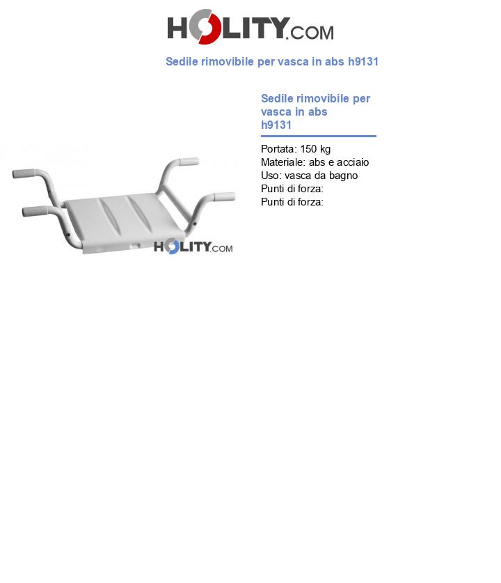 Sedile rimovibile per vasca in abs h9131