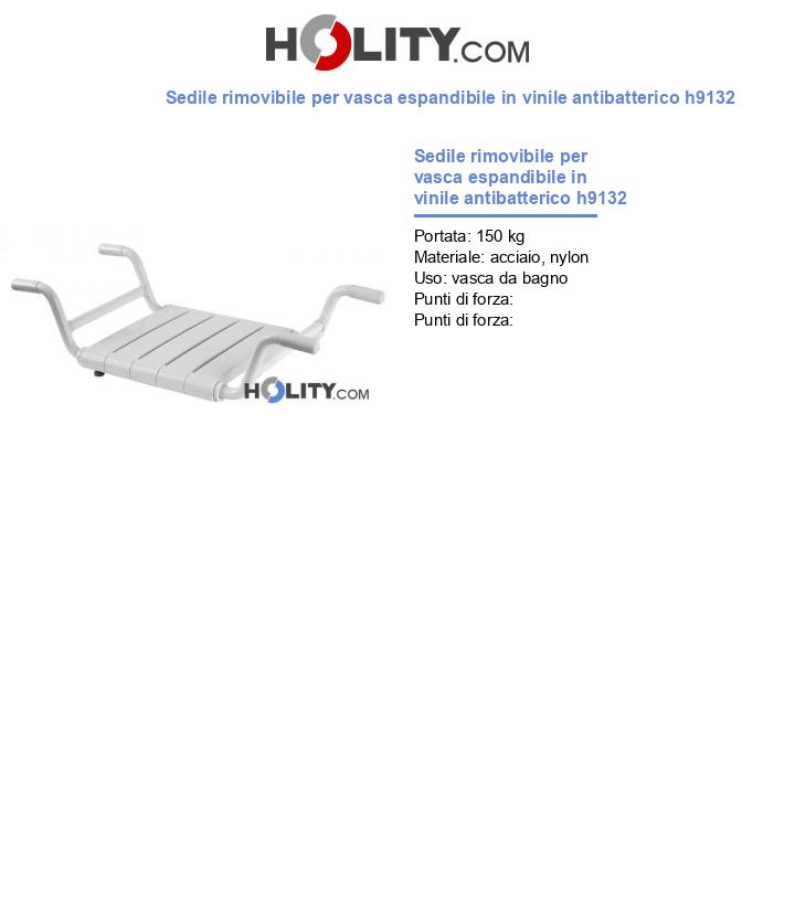 Sedile rimovibile per vasca espandibile in vinile antibatterico h9132