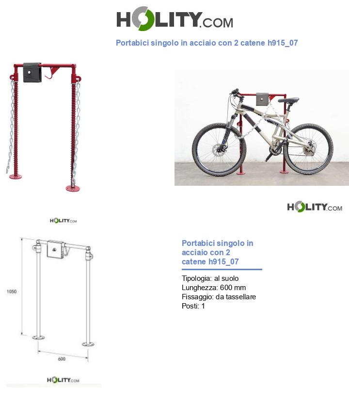 Portabici singolo in acciaio con 2 catene h915_07