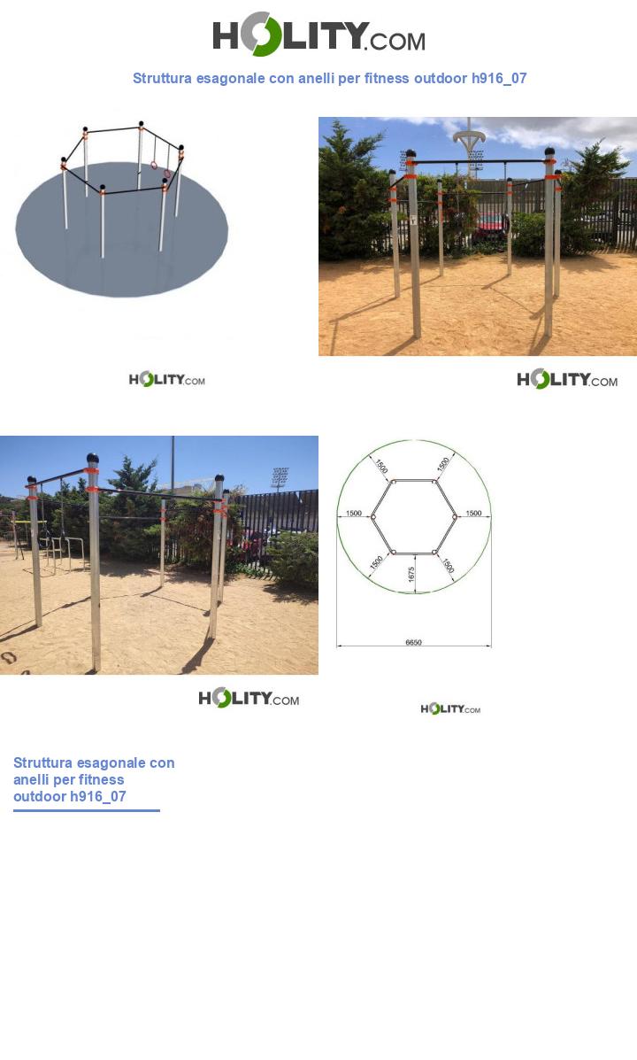 Struttura esagonale con anelli per fitness outdoor h916_07