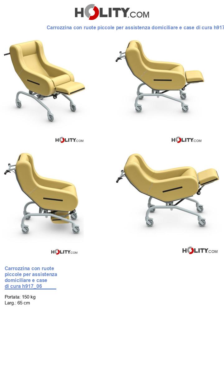 Carrozzina con ruote piccole per assistenza domiciliare e case di cura h917_06