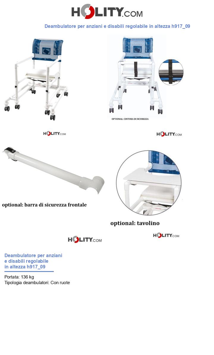 Deambulatore per anziani e disabili regolabile in altezza h917_09