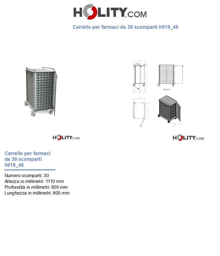 Carrello per farmaci da 30 scomparti h919_46