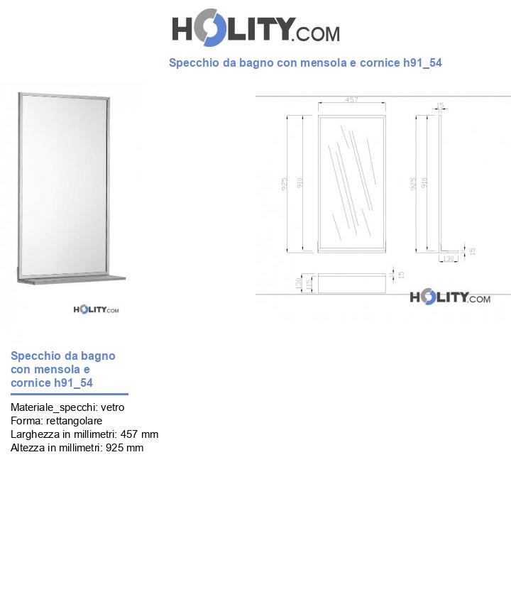 Specchio da bagno con mensola e cornice h91_54