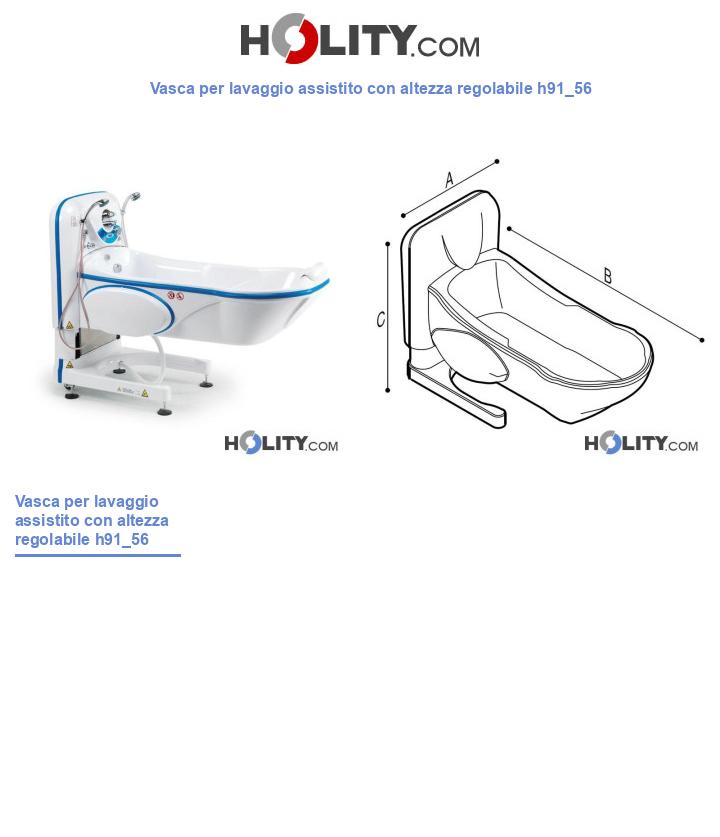 Vasca per lavaggio assistito con altezza regolabile h91_56
