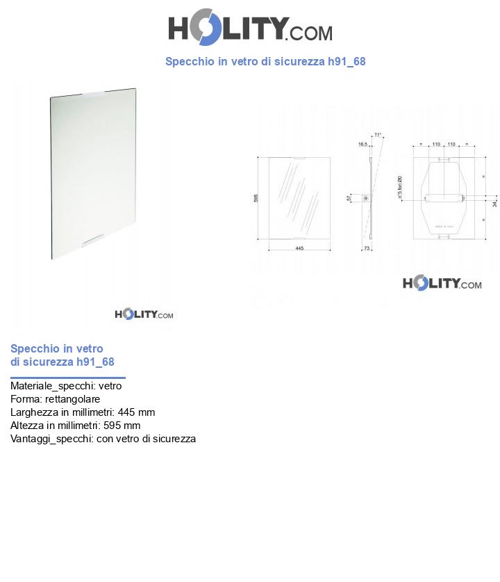 Specchio in vetro di sicurezza h91_68