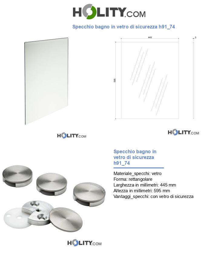Specchio bagno in vetro di sicurezza h91_74