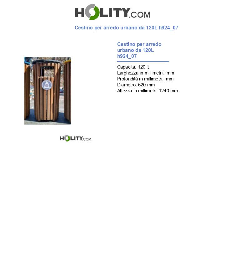 Cestino per arredo urbano da 120L h924_07