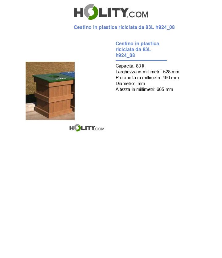 Cestino in plastica riciclata da 83L h924_08