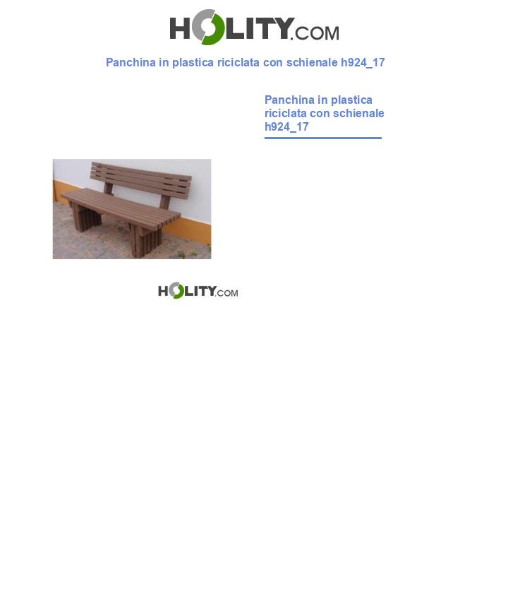 Panchina in plastica riciclata con schienale h924_17