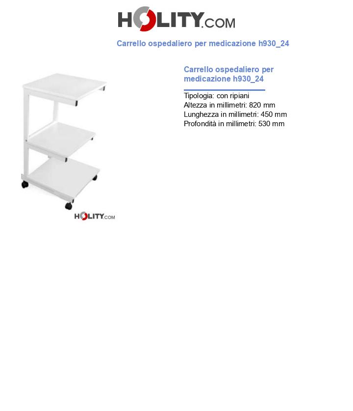 Carrello ospedaliero per medicazione h930_24