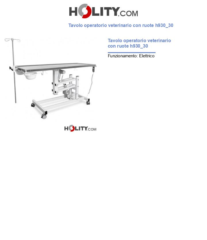 Tavolo operatorio veterinario con ruote h930_30