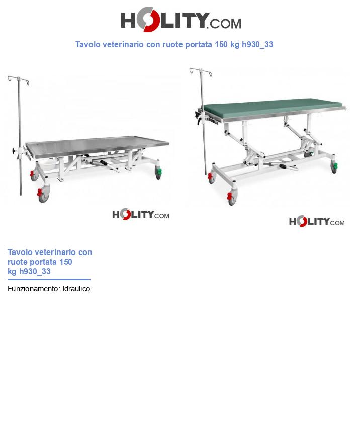 Tavolo veterinario con ruote portata 150 kg h930_33