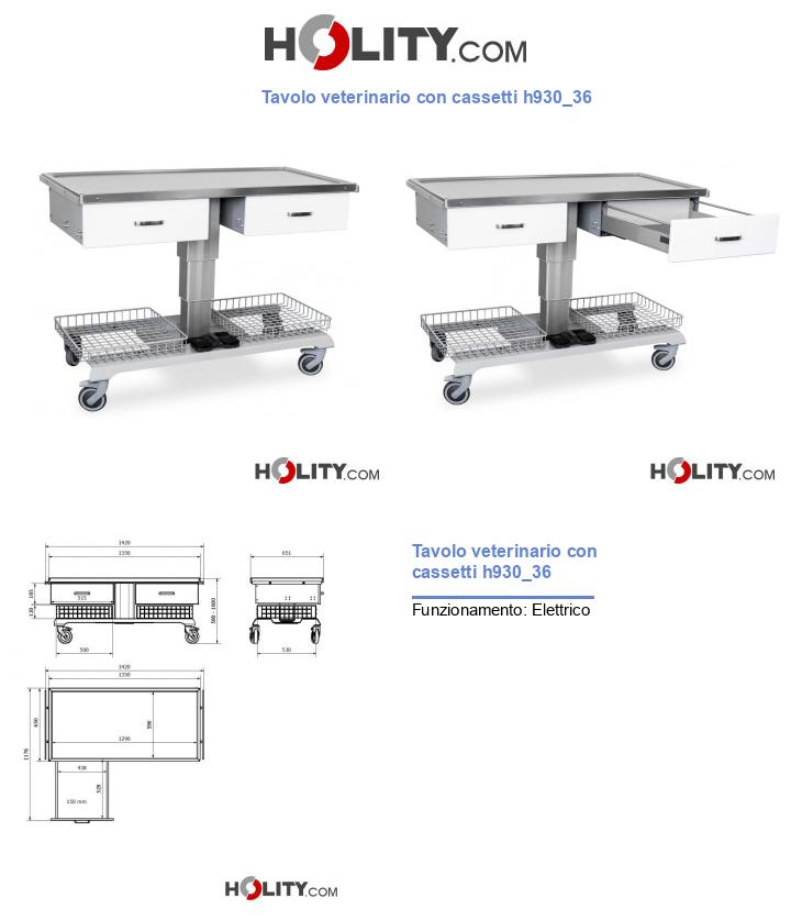 Tavolo veterinario con cassetti h930_36
