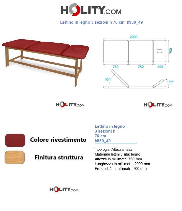 Lettino in legno 3 sezioni h 76 cm h930_49