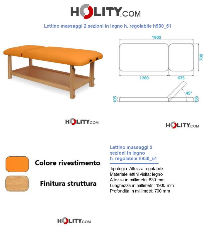 Lettino massaggi 2 sezioni in legno h. regolabile h930_51