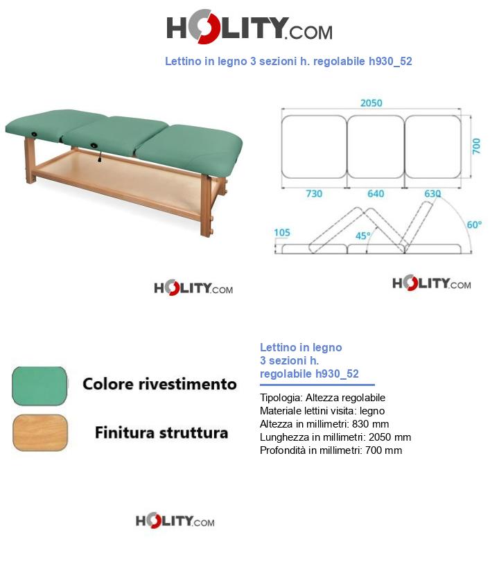 Lettino in legno 3 sezioni h. regolabile h930_52