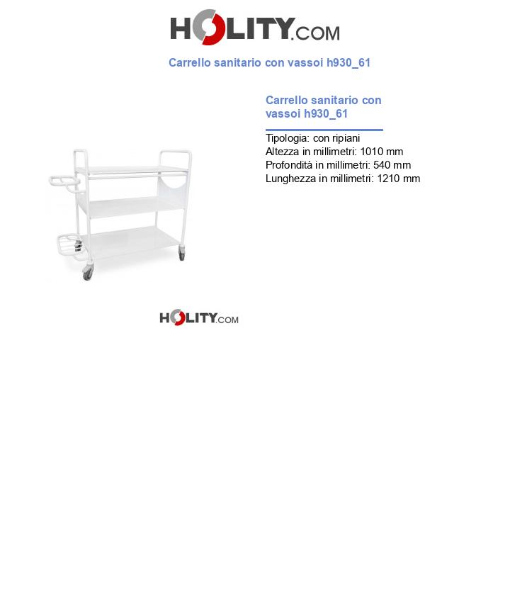 Carrello sanitario con vassoi h930_61