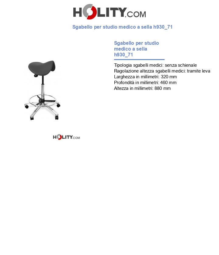 Sgabello per studio medico a sella h930_71