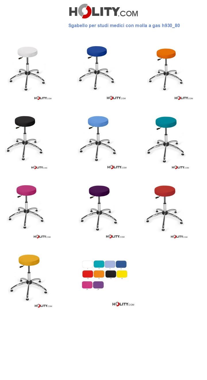Sgabello per studi medici con molla a gas h930_80
