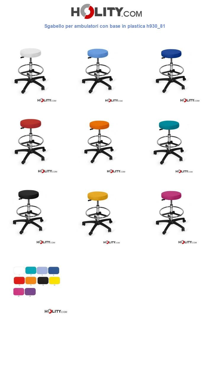 Sgabello per ambulatori con base in plastica h930_81