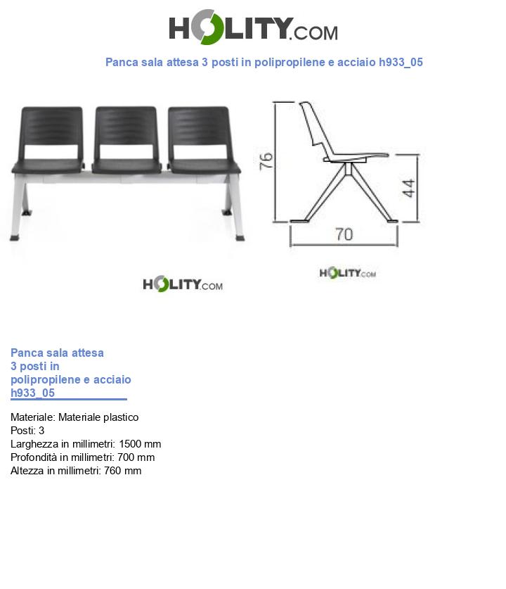 Panca sala attesa 3 posti in polipropilene e acciaio h933_05