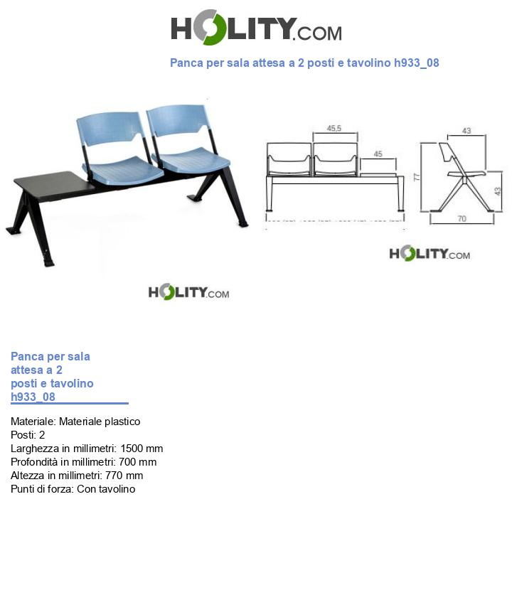 Panca per sala attesa a 2 posti e tavolino h933_08