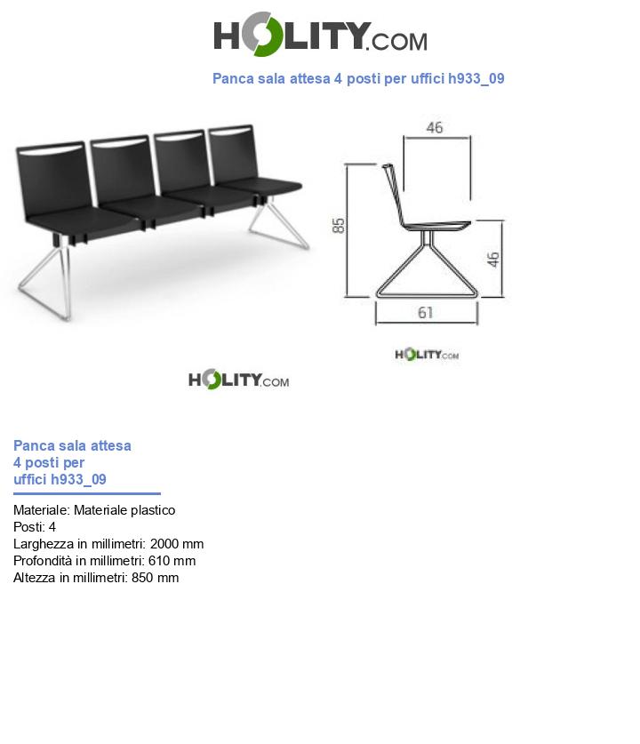 Panca sala attesa 4 posti per uffici h933_09
