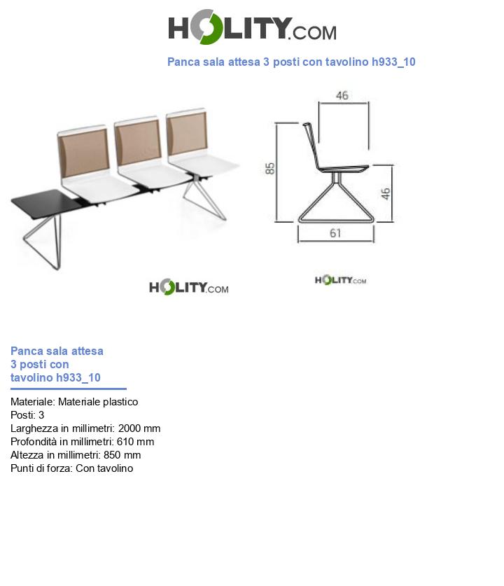 Panca sala attesa 3 posti con tavolino h933_10