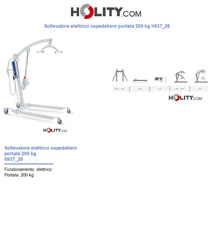 Sollevatore elettrico ospedaliero portata 200 kg h937_26