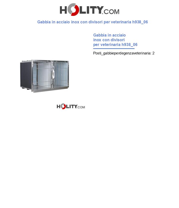 Gabbia in acciaio inox con divisori per veterinaria h938_06