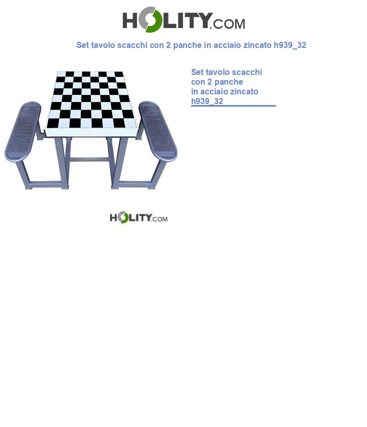 Set tavolo scacchi con 2 panche in acciaio zincato h939_32