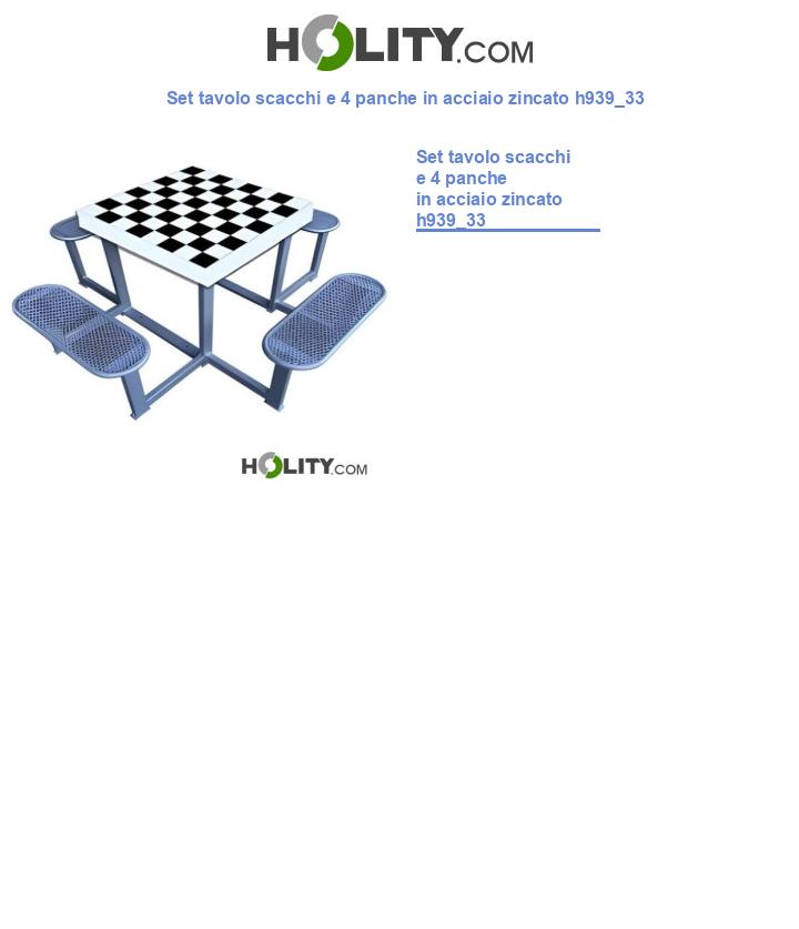 Set tavolo scacchi e 4 panche in acciaio zincato h939_33