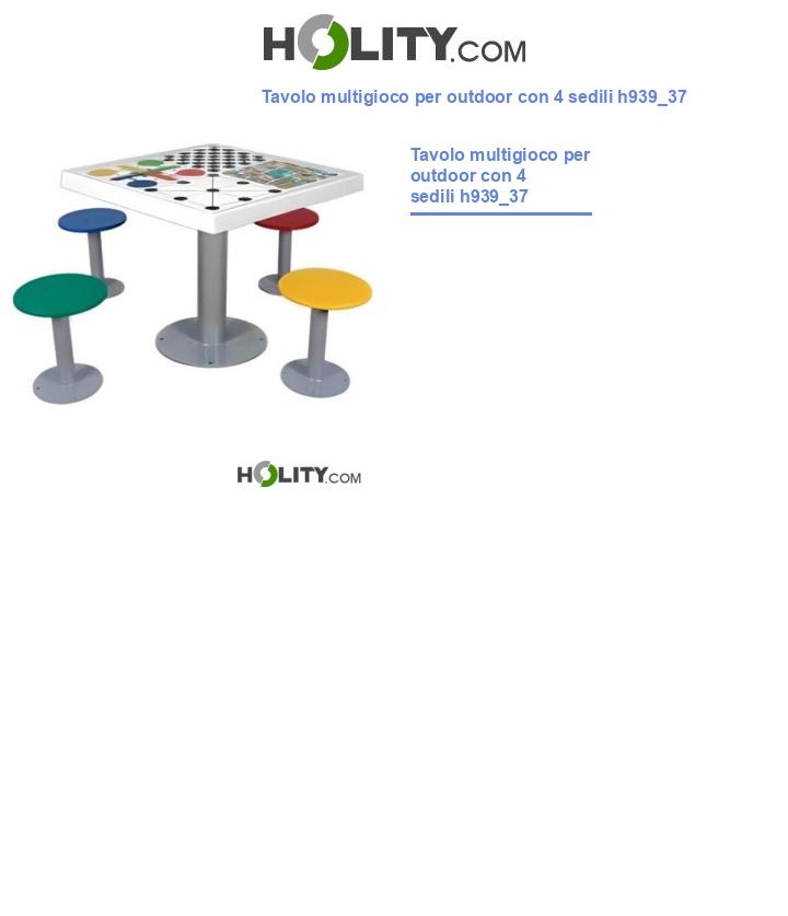 Tavolo multigioco per outdoor con 4 sedili h939_37