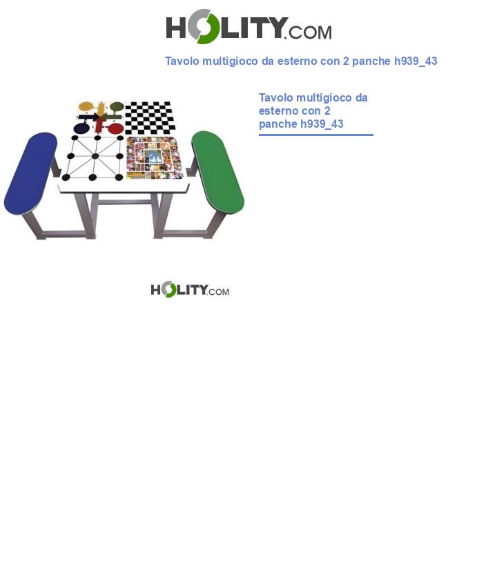 Tavolo multigioco da esterno con 2 panche h939_43