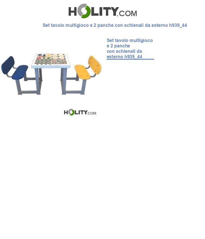 Set tavolo multigioco e 2 panche con schienali da esterno h939_44