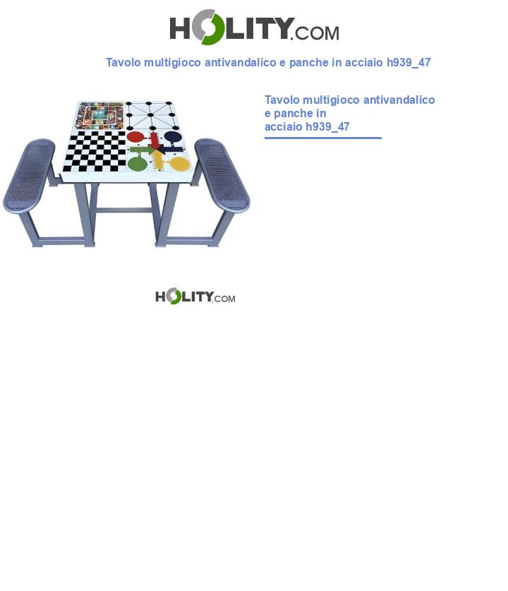 Tavolo multigioco antivandalico e panche in acciaio h939_47