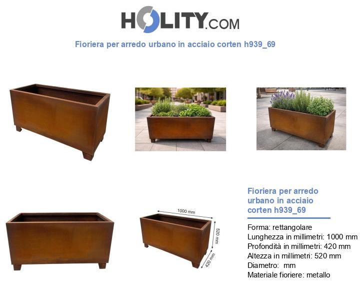 Fioriera per arredo urbano in acciaio corten h939_69