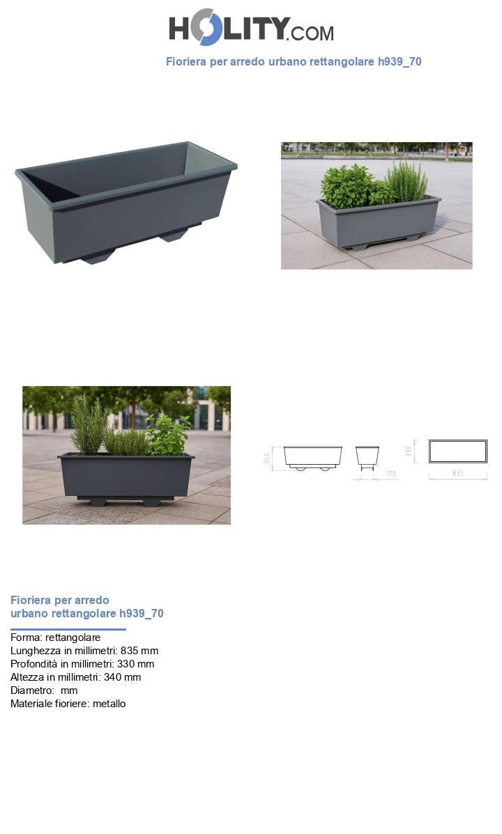 Fioriera per arredo urbano rettangolare h939_70