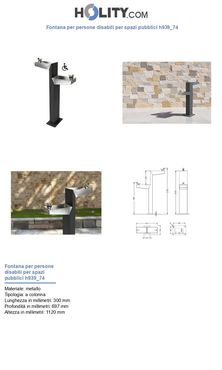 Fontana per persone disabili per spazi pubblici h939_74