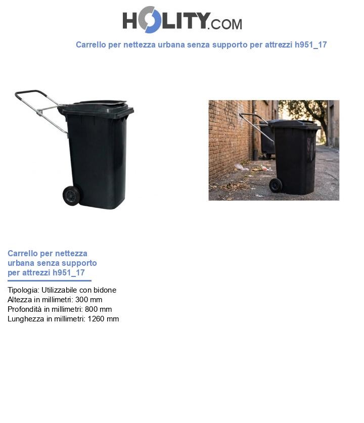 Carrello per nettezza urbana senza supporto per attrezzi h951_17