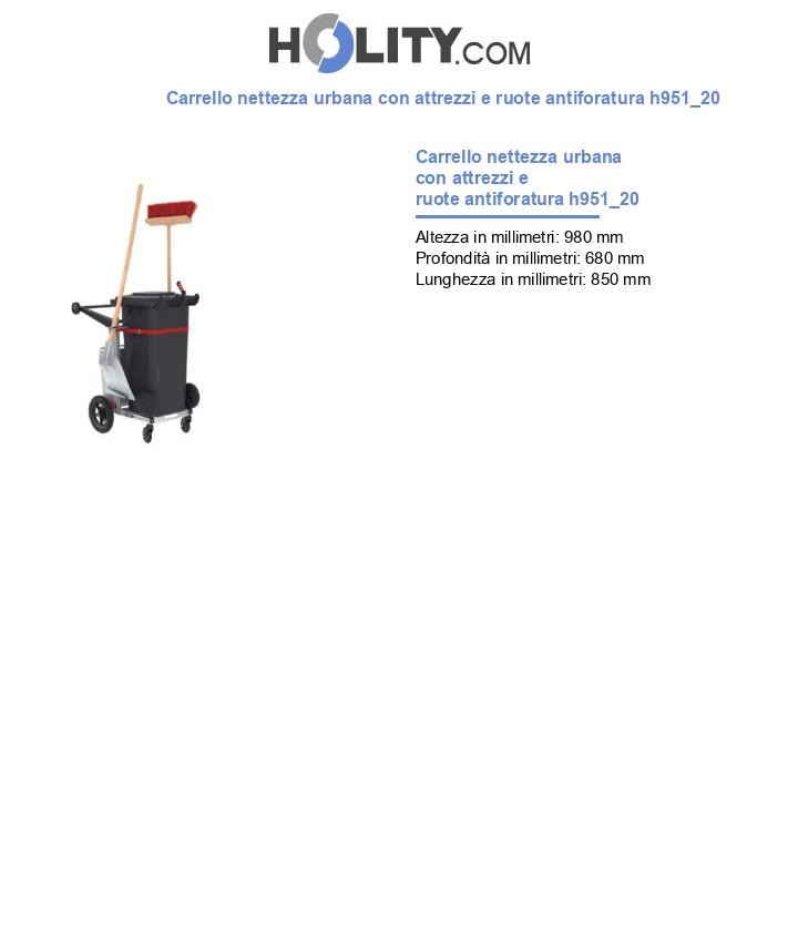 Carrello nettezza urbana con attrezzi e ruote antiforatura h951_20