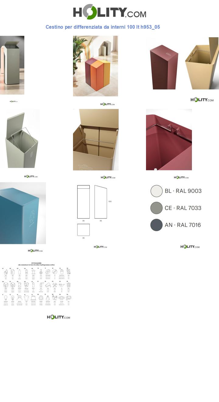 Cestino per differenziata da interni 100 lt h953_05