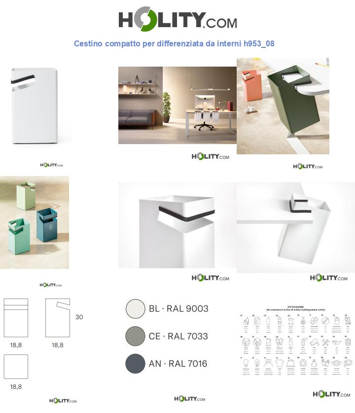 Cestino compatto per differenziata da interni h953_08