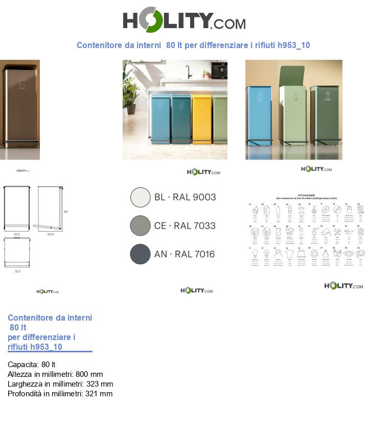 Contenitore da interni 80 lt per differenziare i rifiuti h953_10