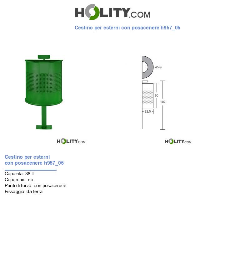 Cestino per esterni con posacenere h957_05
